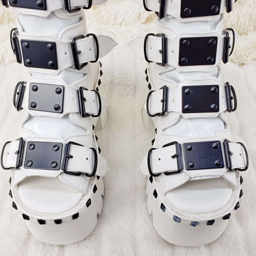 White Ashes Goth Punk Platform Sandal Shoes - Picture 10 of 14